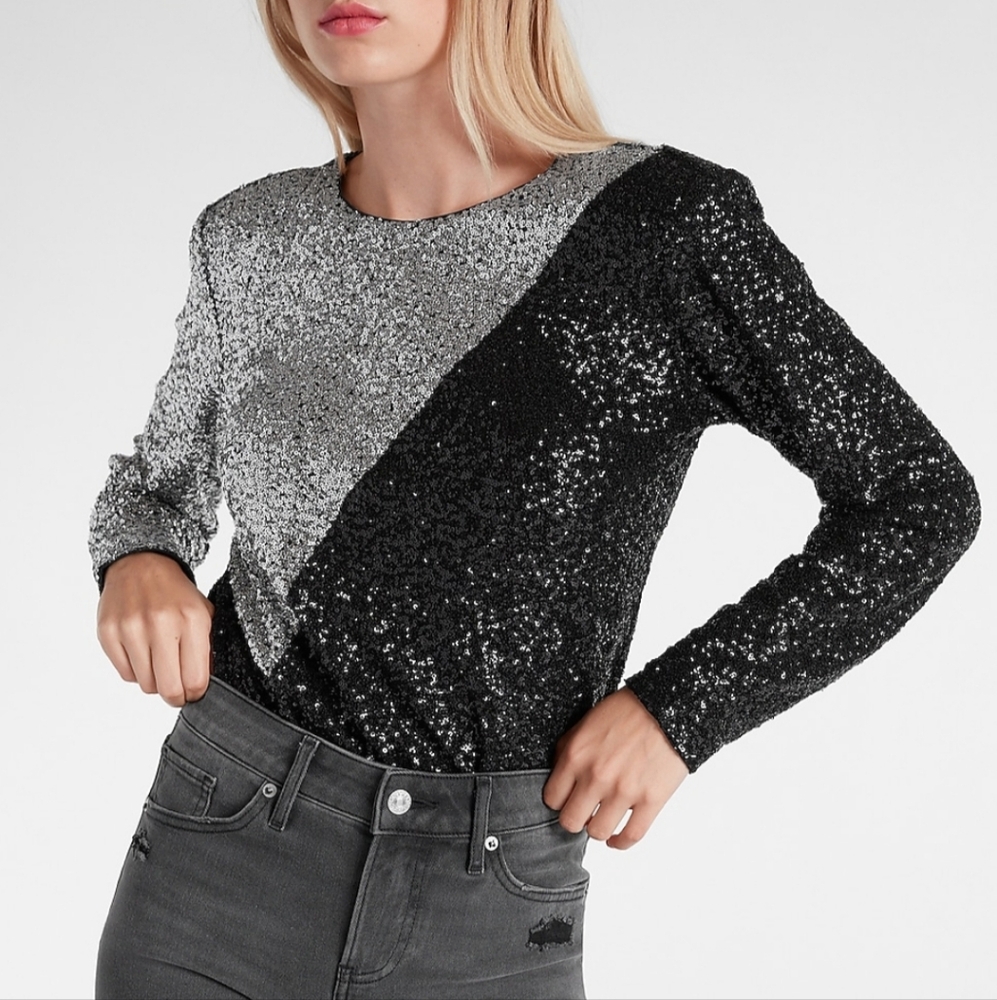 Express Sequin Two-Tone Bodysuit